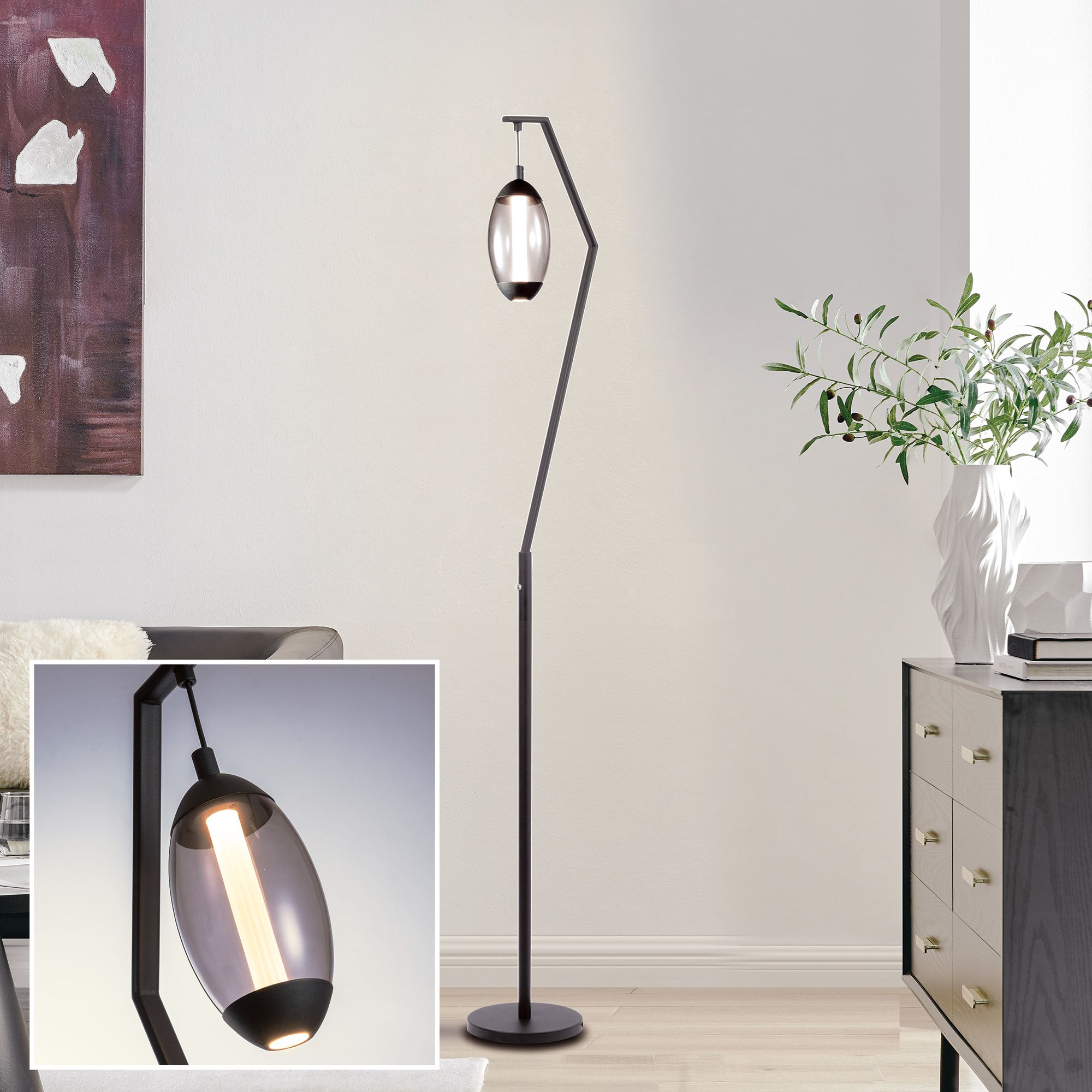 Image 5 Lite Source Palta 63" High Black Finish Angled Arm LED Floor Lamp more views