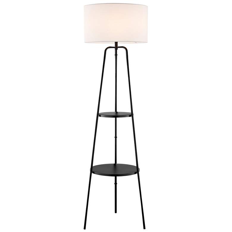 Image 3 Lite Source Patterson 62" Black Finish Shelf Tripod Floor Lamp more views