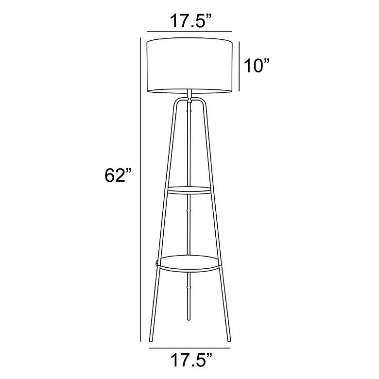 Image 4 Lite Source Patterson 62" Black Finish Shelf Tripod Floor Lamp more views