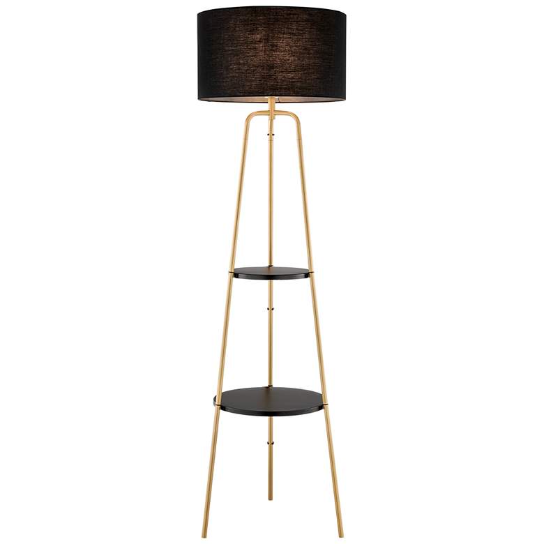Image 2 Lite Source Patterson 62 inch Gold and Black Tripod Shelf Floor Lamp