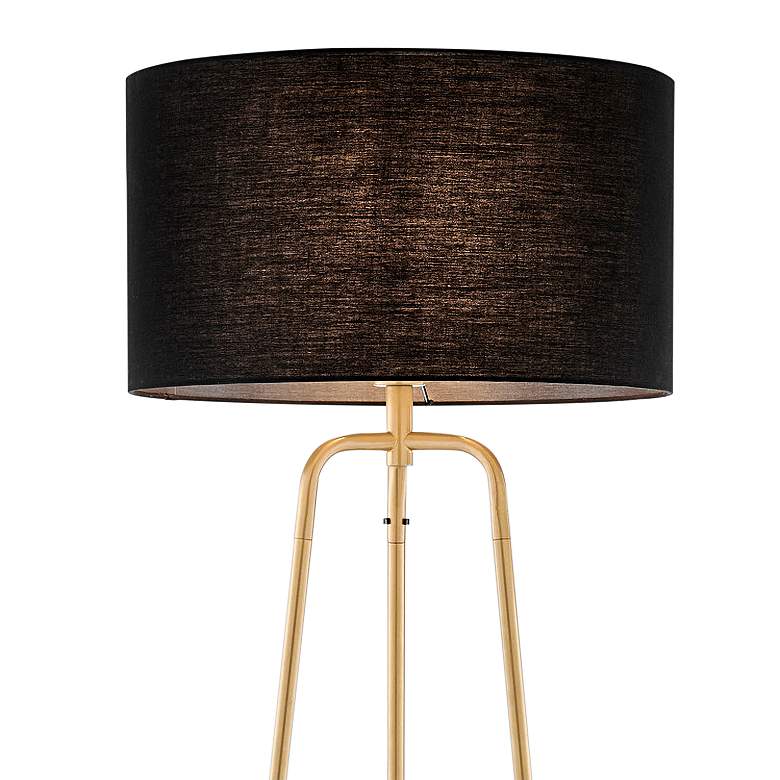 Image 3 Lite Source Patterson 62 inch Gold and Black Tripod Shelf Floor Lamp more views