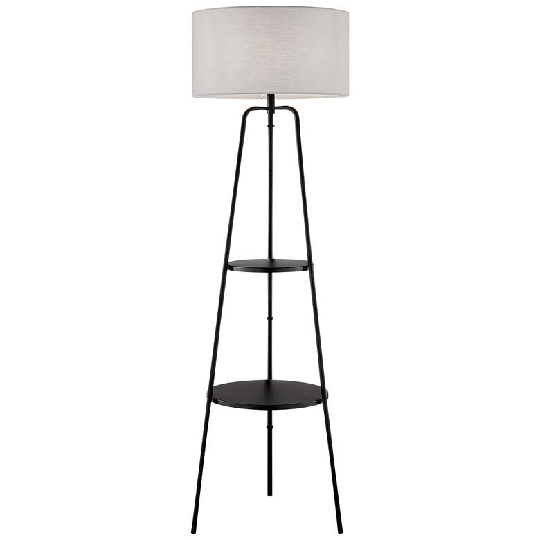 Image 2 Lite Source Patterson 62 inch Gray and Black Shelf Tripod Floor Lamp