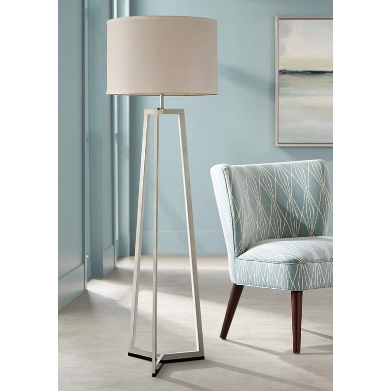Image 1 Lite Source Pax 61 inch Chrome Tripod Floor Lamp with LED Night Light
