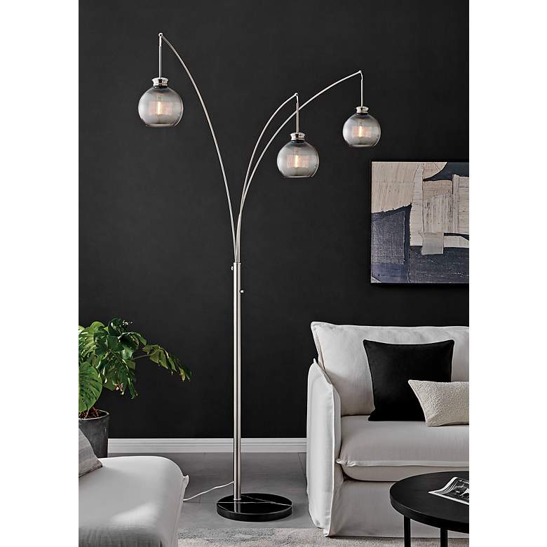 Image 1 Lite Source Philis Brushed Nickel 3-Light Arc Floor Lamp