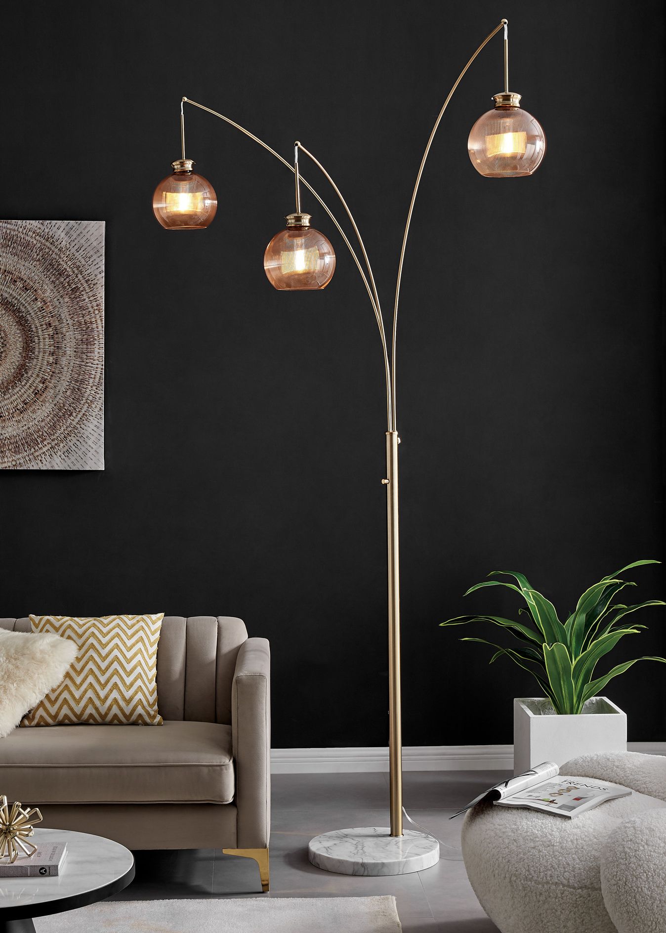 Thumbnail1 of Lite Source Philis Gold 3-Light Arc Floor Lamp