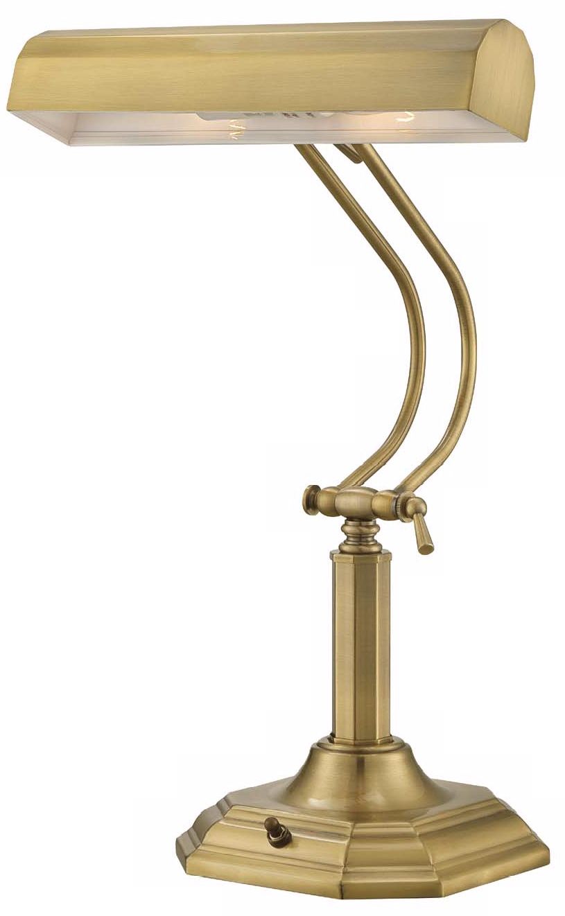 lever arm antique brass desk lamp