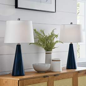 Image1 of Lite Source Pillan 24 1/4" Blue Ceramic Table Lamps Set of 2