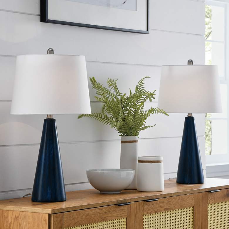 Image 1 Lite Source Pillan 24 1/4" Blue Ceramic Table Lamps Set of 2
