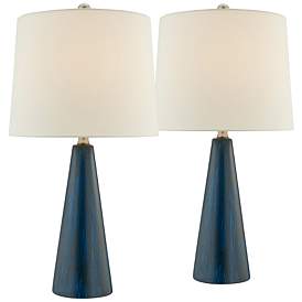 Lite Source Pillan Blue Ceramic Table Lamps Set of 2