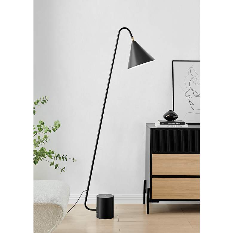 Image 1 Lite Source Quade 57 1/2" High Black Finish Modern Floor Lamp