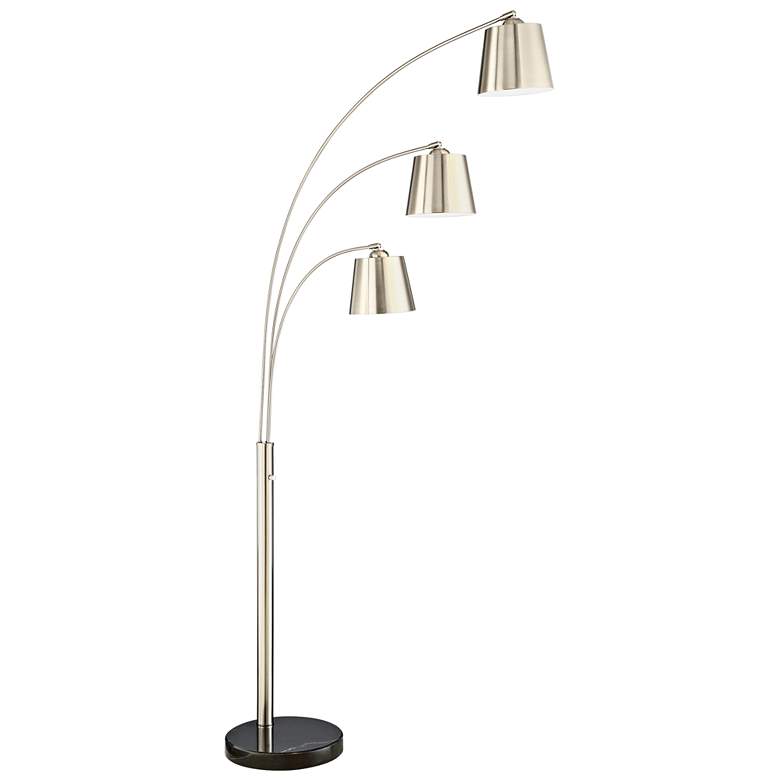 Image 1 Lite Source Quana 76 1/2 inch Brushed Nickel 3-Light Modern Arc Floor Lamp