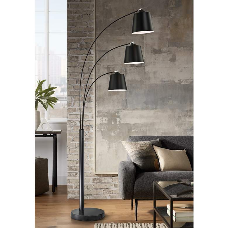 Image 1 Lite Source Quana Black 3-Light Modern Arc Floor Lamp