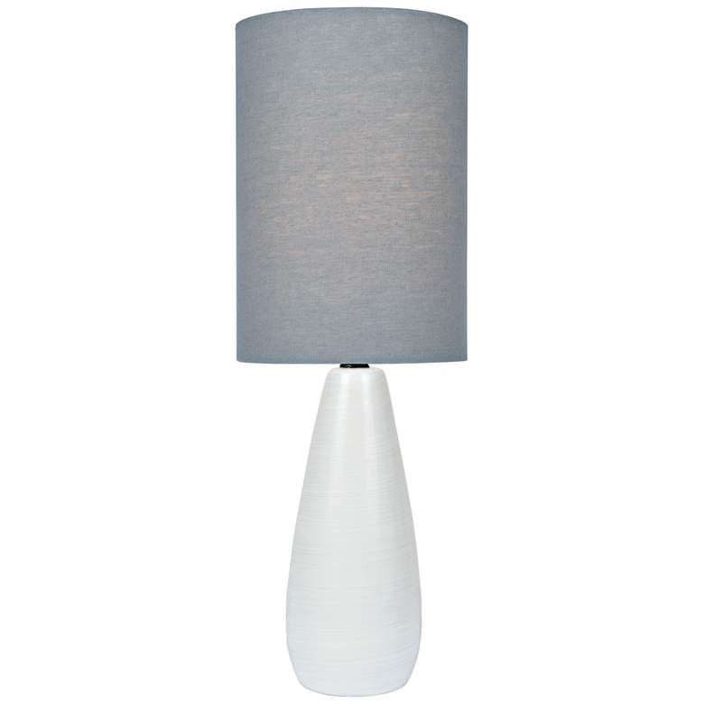 Image 1 Lite Source Quatro 17 inch Gray Shade White Ceramic Accent Table Lamp