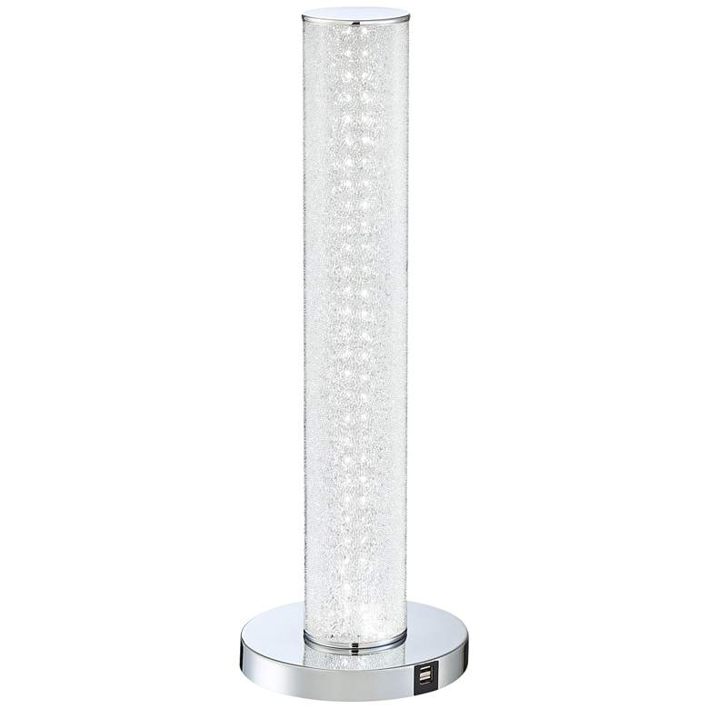 Image 2 Lite Source Quilla 20" Chrome and Diamond Acrylic LED USB Table Lamp