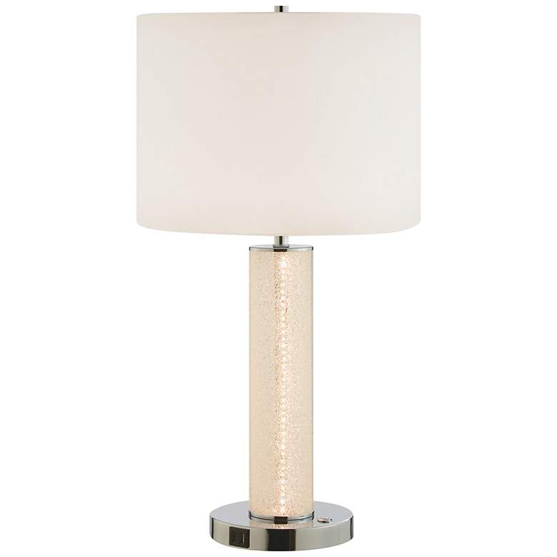 Image 2 Lite Source Quilla 26 inch Diamond Glass LED Table Lamp with USB Ports