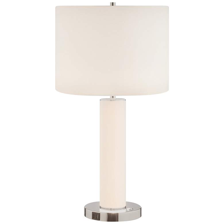 Image 2 Lite Source Quilla 26 inch White Glass LED Table Lamp with USB Ports