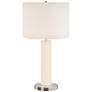 2_Lite Source Quilla 26" White Glass LED Table Lamp with USB Ports