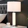 1_Lite Source Quilla 26" White Glass LED Table Lamp with USB Ports