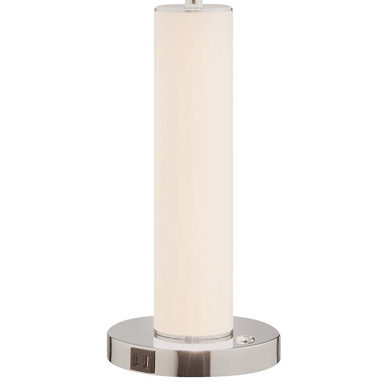 Image 5 Lite Source Quilla 26" White Glass LED Table Lamp with USB Ports more views