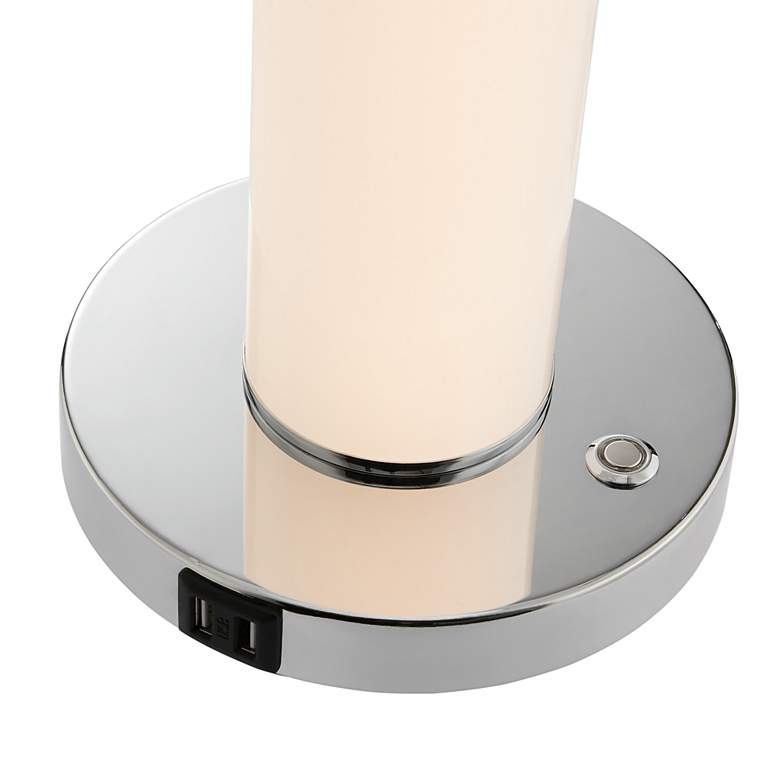 Image 6 Lite Source Quilla 26" White Glass LED Table Lamp with USB Ports more views