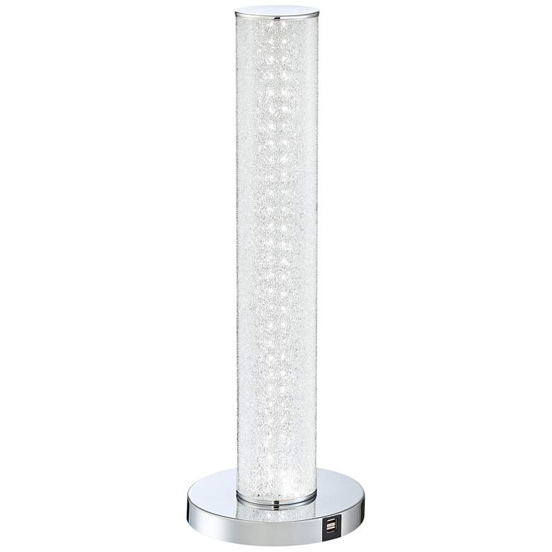 Image 2 Lite Source Quilla Chrome and Diamond Acrylic LED USB Accent Table Lamp
