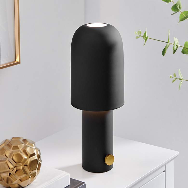 Image 1 Lite Source Quito 15" High Modern Matte Black Cordless Table Lamp