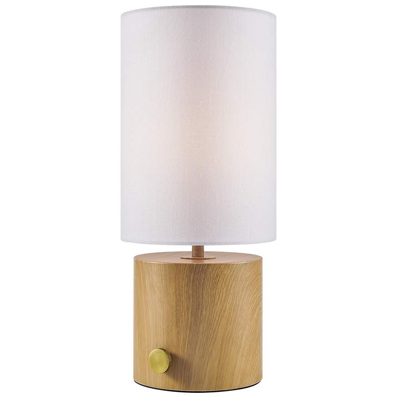 Image 1 Lite Source Quoba 15 1/4" High Matte Oak Cordless Table Lamp