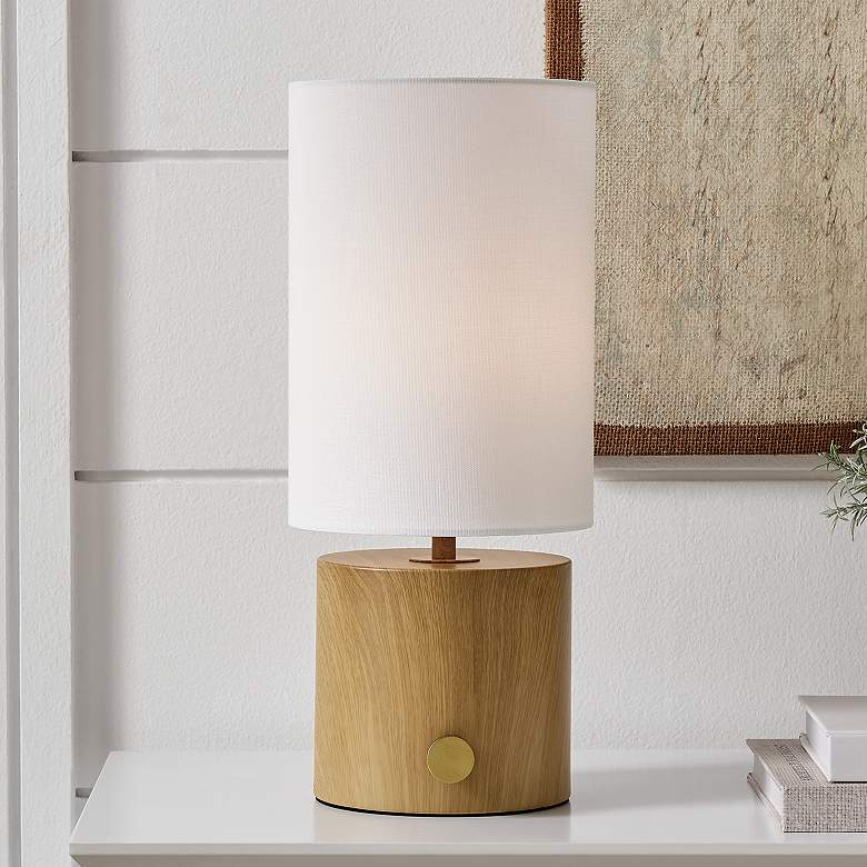 Image 1 Lite Source Quoba 15 1/4" High Oak LED Accent Table Lamp