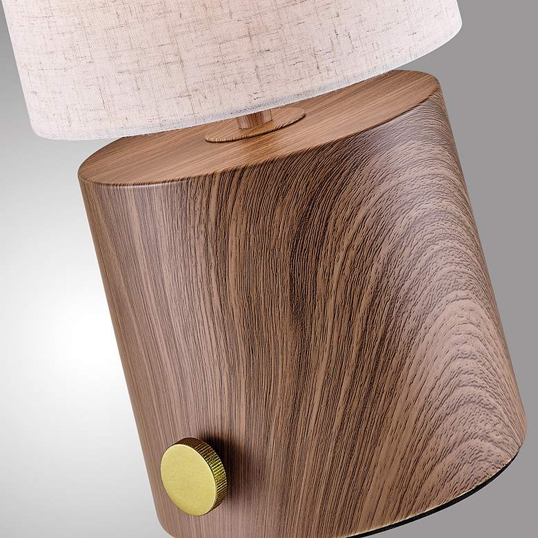 Image 3 Lite Source Quoba 15 1/4 Modern Matte Walnut Cordless Table Lamp more views