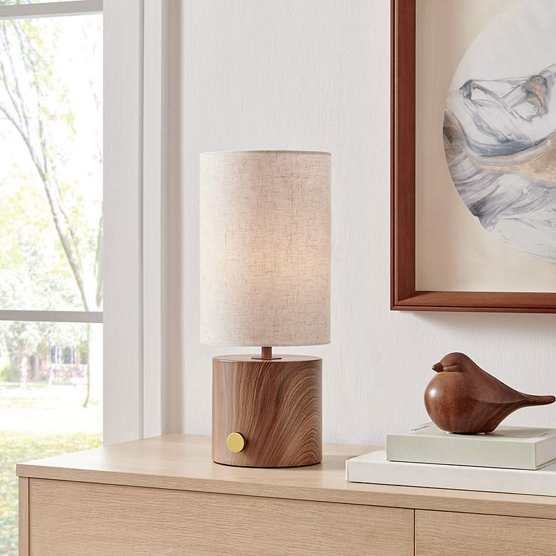 Image 4 Lite Source Quoba 15 1/4 Modern Matte Walnut Cordless Table Lamp more views