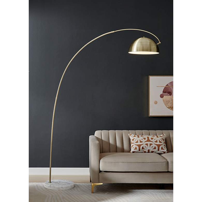 Image 1 Lite Source Raelynn 78" High Brushed Brass Modern Arc Floor Lamp