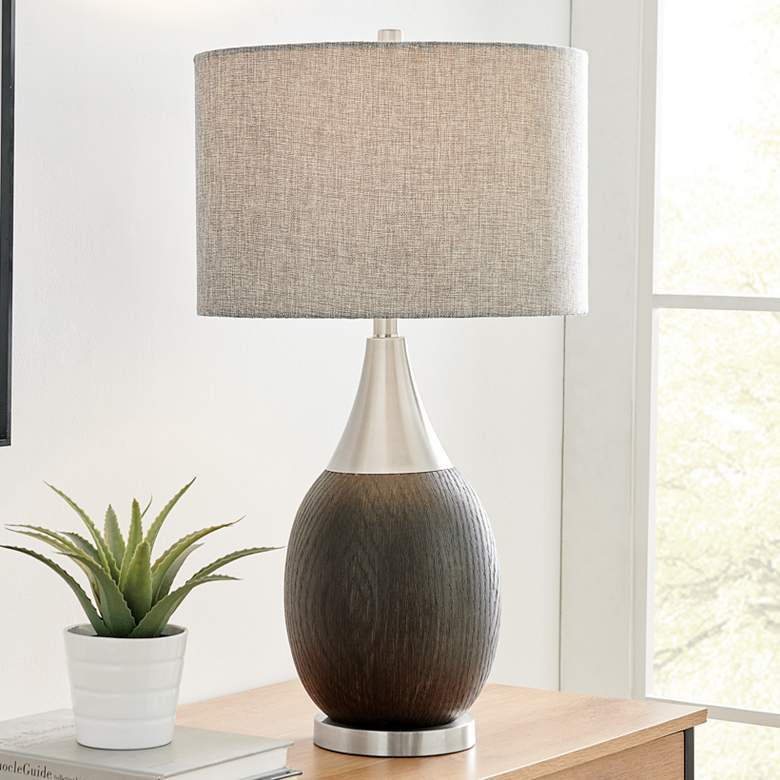 Image 1 Lite Source Ramona 28 inch Walnut Wood Grain Vase Table Lamp