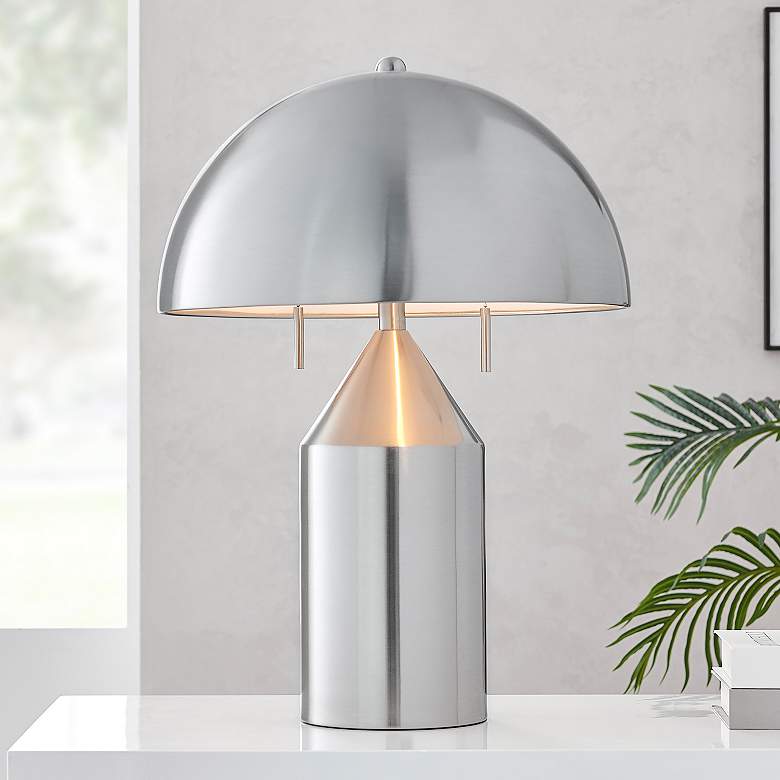 Image 1 Lite Source Ranae 21 1/2" Brushed Nickel Modern Mushroom Table Lamp