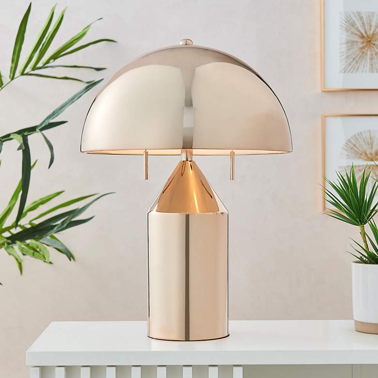 Image 1 Lite Source Ranae 21 1/2" French Gold Metal Modern Mushroom Table Lamp