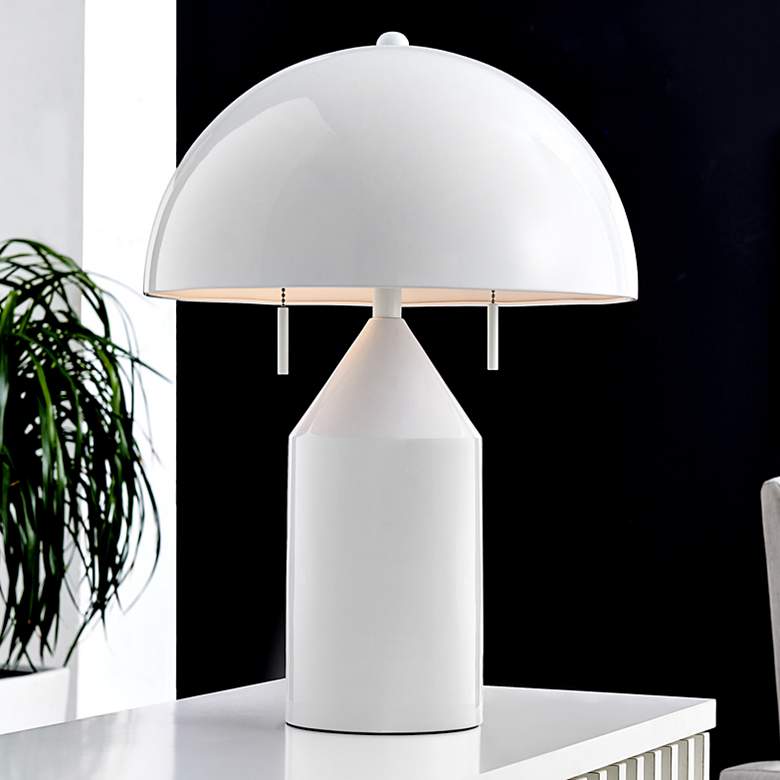 Image 1 Lite Source Ranae 21 1/2" Gloss White Metal Modern Mushroom Table Lamp