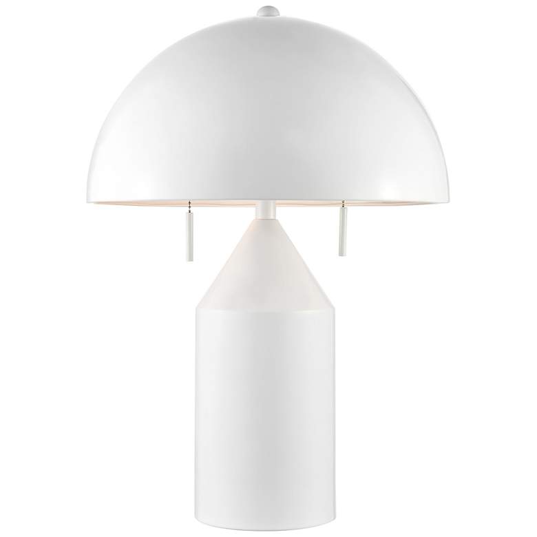 Image 2 Lite Source Ranae High Gloss White Metal Modern Mushroom Table Lamp