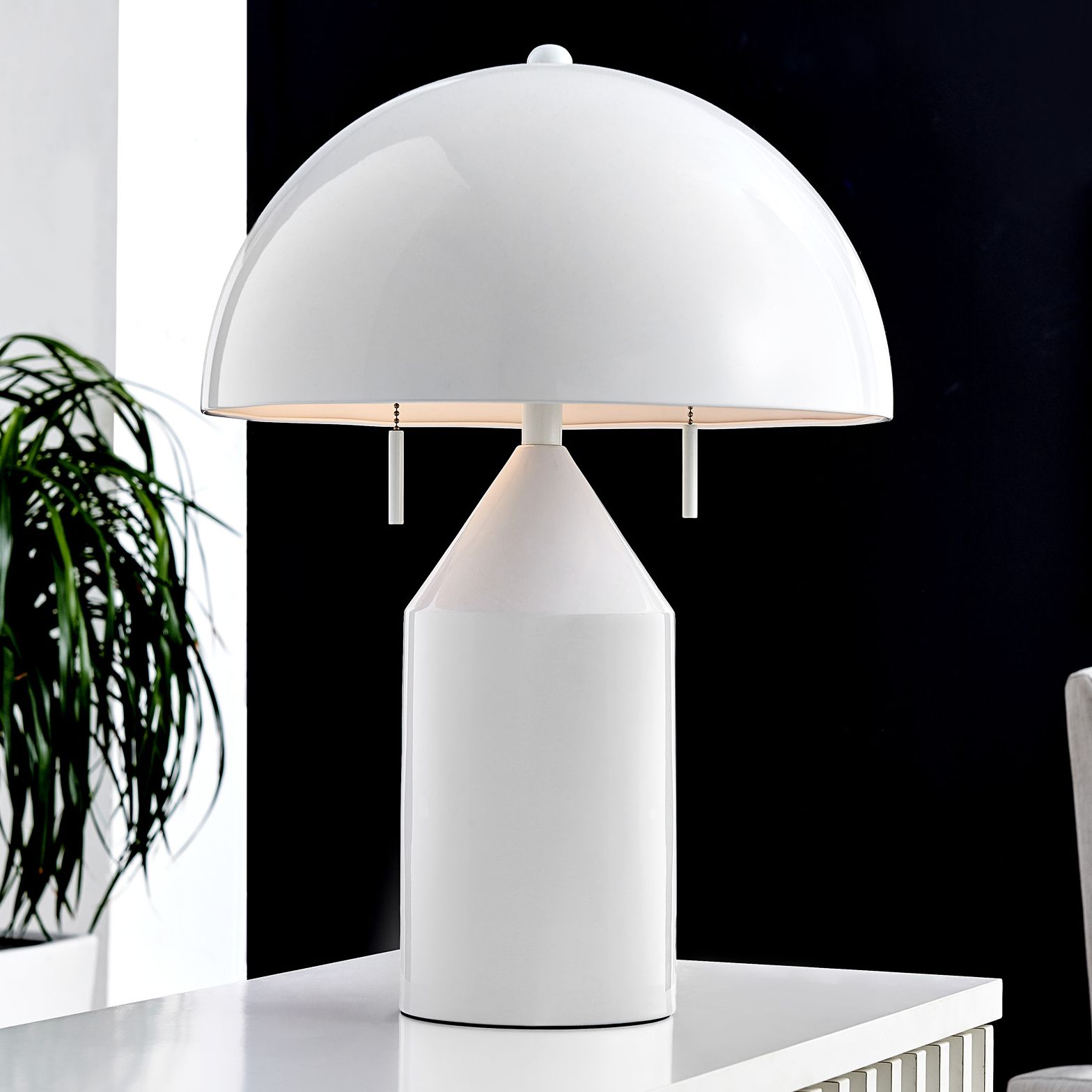 White metal table store lamp