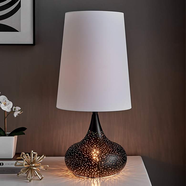 Image 1 Lite Source Rayssa 30" High Black Gold Glass Night Light Table Lamp