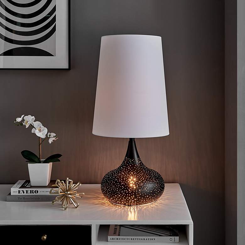 Image 3 Lite Source Rayssa 30" High Black Gold Glass Night Light Table Lamp more views