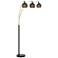 Lite Source Rayssa 83" Brushed Black and Glass Modern Arc Floor Lamp