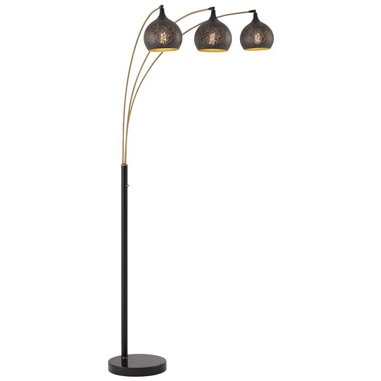 Image 1 Lite Source Rayssa 83" Brushed Black and Glass Modern Arc Floor Lamp
