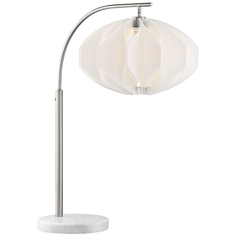 Image 1 Lite Source Reina Brushed Nickel Arc Desk Lamp w/White Shade