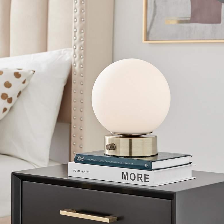 Image 3 Lite Source Reon 8 1/2" High Brushed Gold Globe Accent Lamp more views