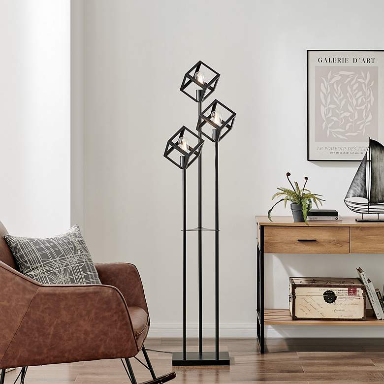 Image 3 Lite Source Roberson 67" High 3-Light Black Cubes Floor Lamp more views