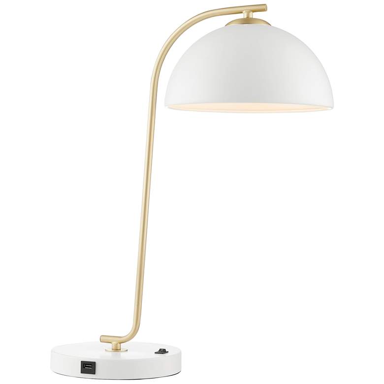 Image 2 Lite Source Roden 22 1/4 inch White and Antique Brass Modern USB Desk Lamp