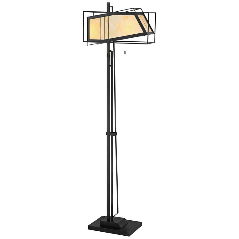 Image 1 Lite Source Rodney 63 1/2" Black Finish Amber Art Glass Floor Lamp