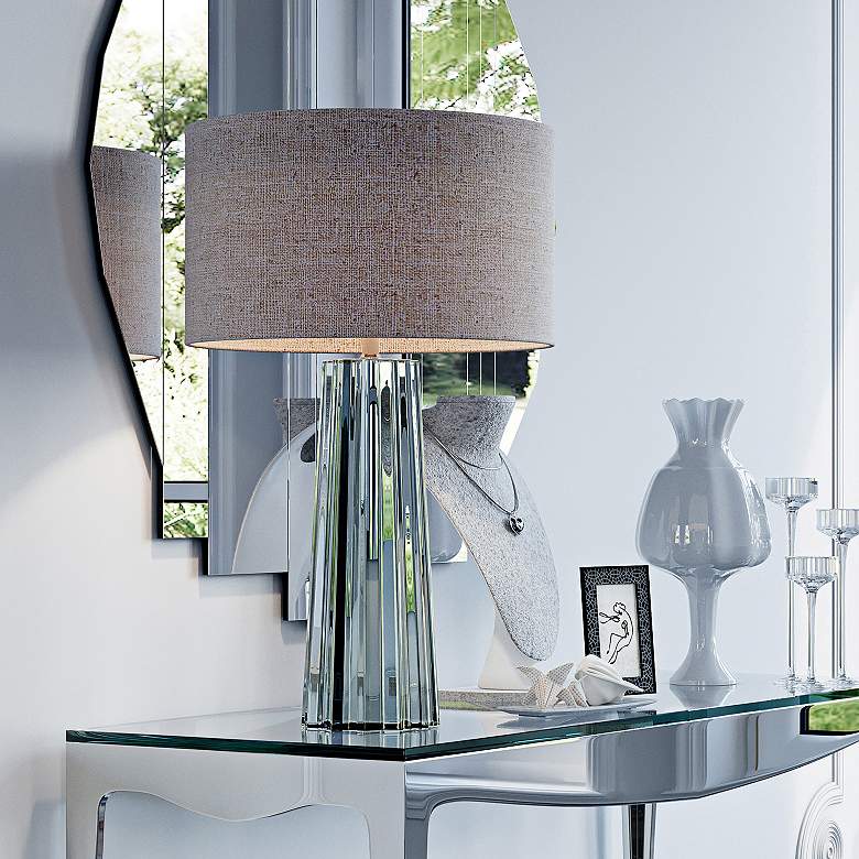 Image 1 Lite Source Rogelio Clear Glass Tapered Column Table Lamp