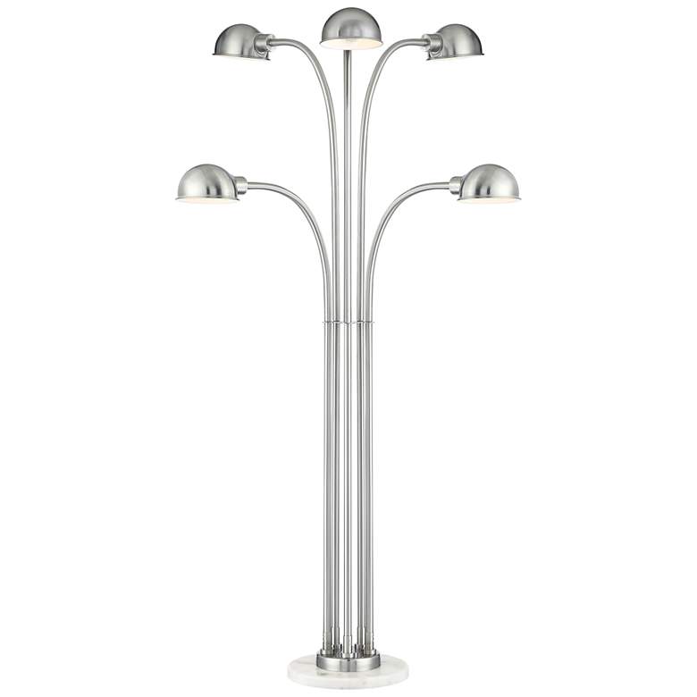 Image 2 Lite Source Rowley 60" Brushed Nickel Metal 5-Light Modern Floor Lamp