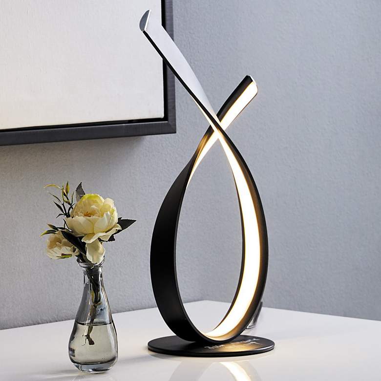 Image 1 Lite Source Royce 16 1/2" High Black Finish LED Accent Table Lamp