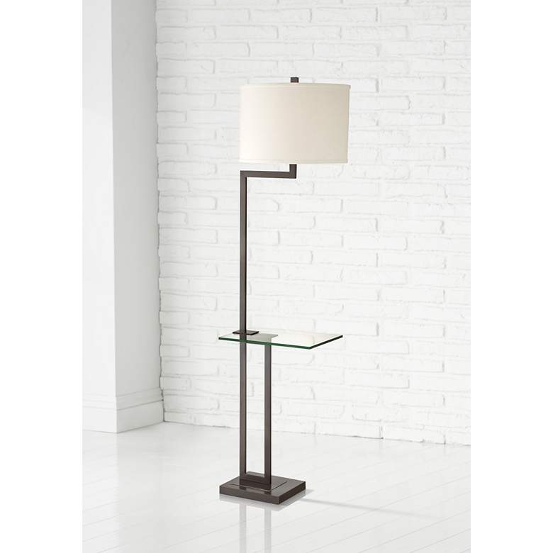 Image 1 Lite Source Rudko 63" Bronze Floor Table Lamp with Glass Tray Table